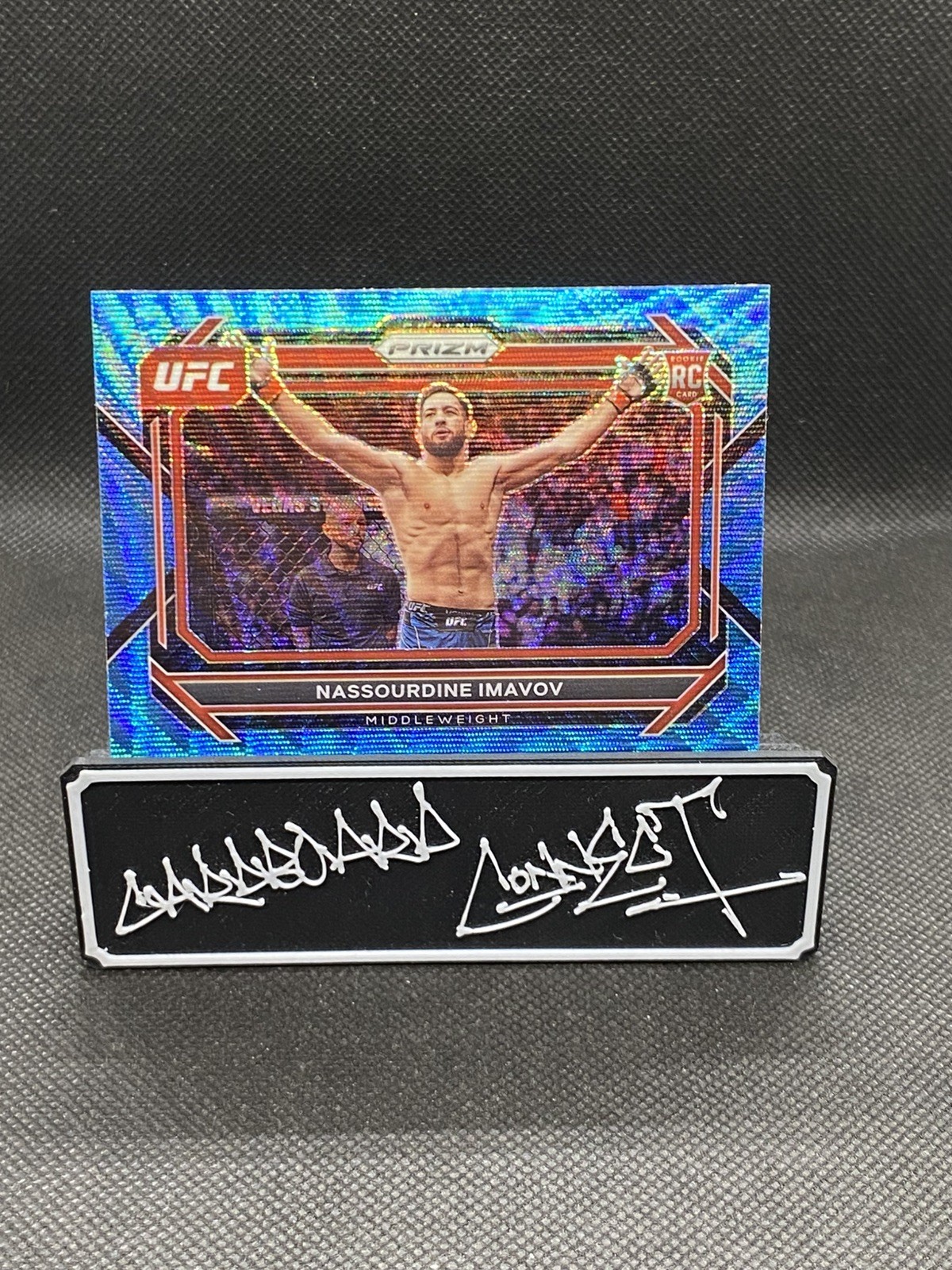 Nassourdine Imavov RC 2023 Panini Prizm UFC Blue Wave Prizm Rookie Card #39
