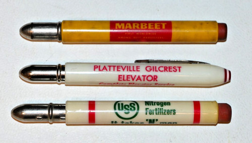 Vintage Bullet Pencils - Farm Equipment, Elevator, United States Steel