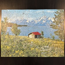Vintage Wood Jigsaw Puzzle 220 Pieces Grand Tetons Vtg Muriel Senators Cigar Box