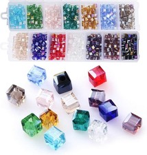 Cube Crystal Glass Beads - 4mm Faceted Square Beads for Jewelry