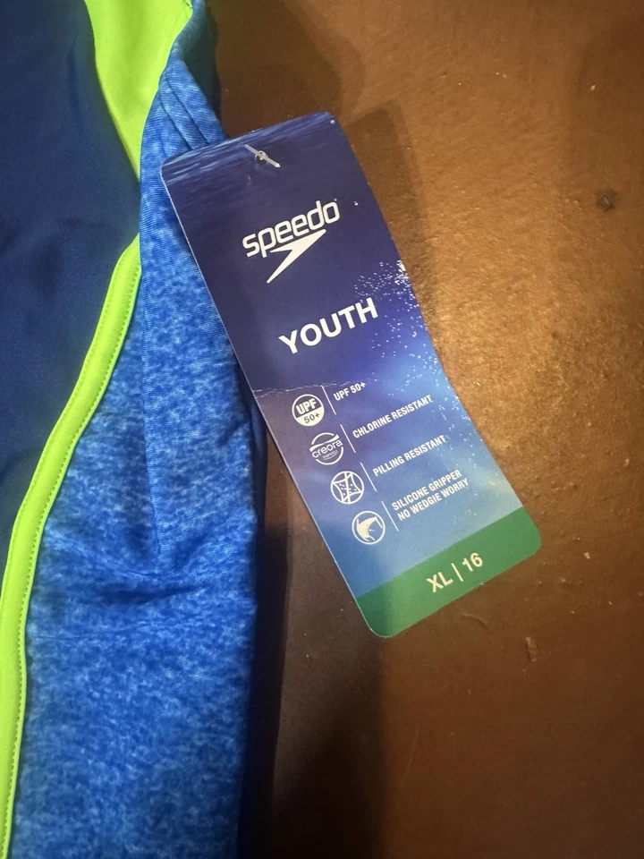 Traje de baño Speedo elástico de una pieza azul marino/verde talla XL NUEVO CON ETIQUETAS Foto 3 de 4