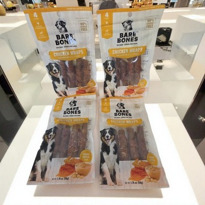 Kind Rewards Bare Bones Chicken-Wrap Dog Treats - Rawhide Free - 4 Pack Bundle