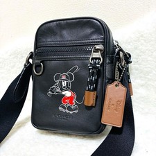 COACH Shoulder Bag Mickey Disney Leather Black Authentic From Japan