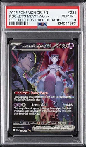 2025 POKEMON DRI EN-DESTINED RIVALS #231 TEAM ROCKET'S MEWTWO EX PSA 10