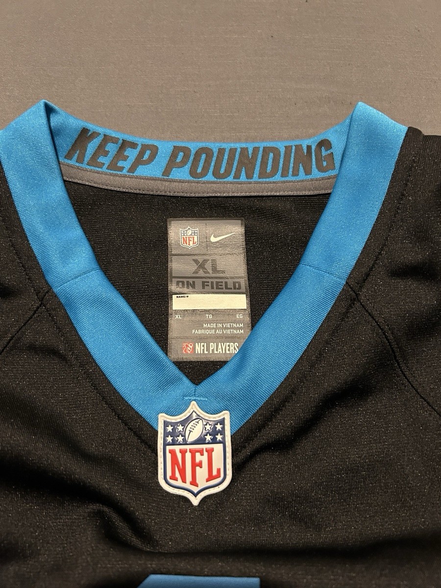 Carolina Panthers Jersey Mens XL Black Blue Cam Newton Nike Keep