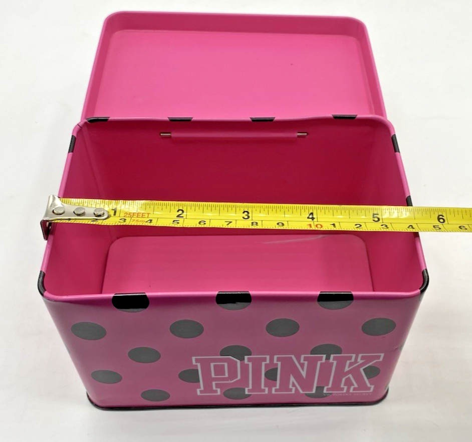 Victorias Secret Y2K PINK Polka Dot Tin Metal Box Vintage