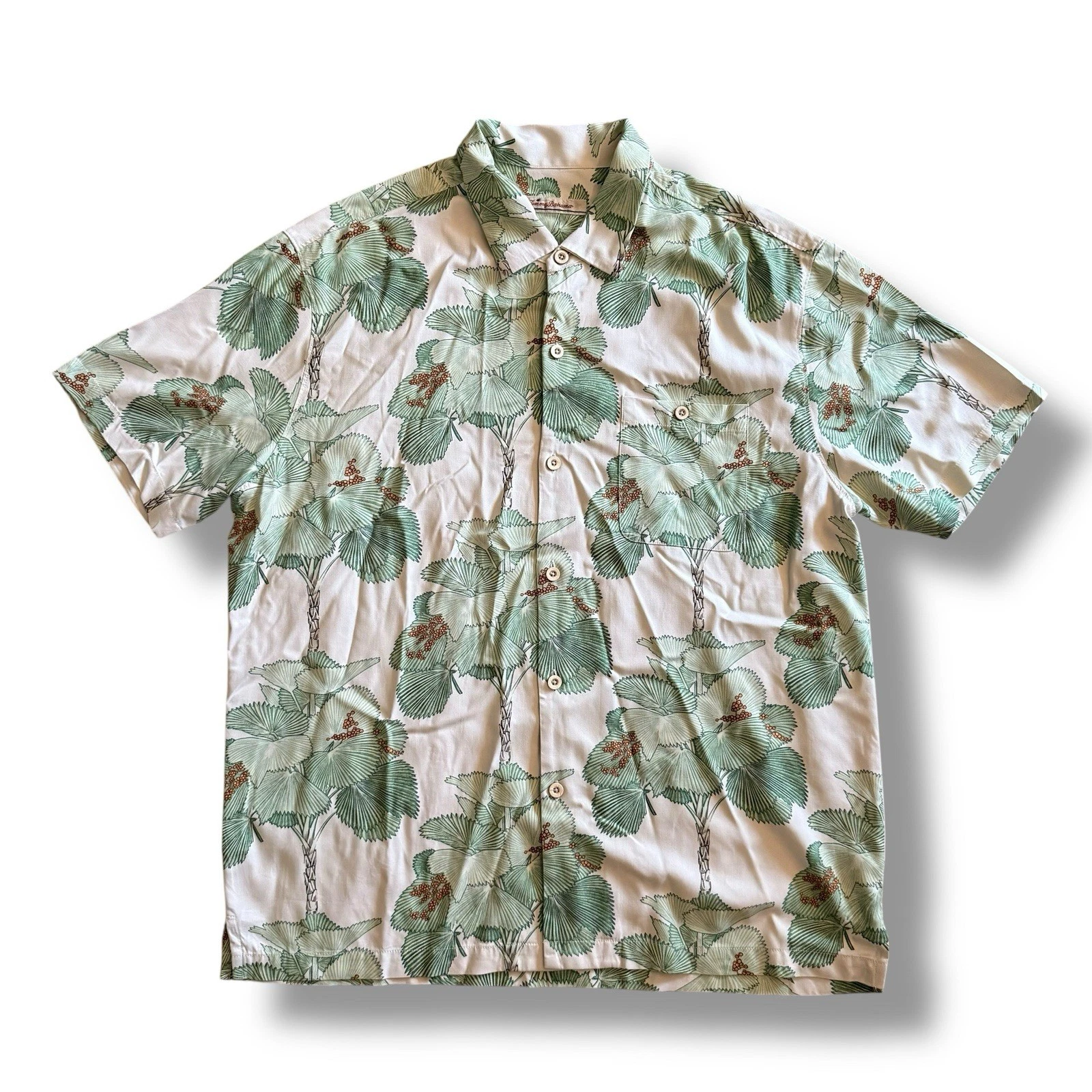 Tommy Bahama Short Sleeve Button Up Hawaiian Silk Shirt Tropical Men’s XL