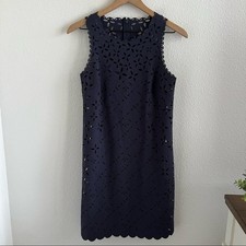 J. Crew Navy Lasercut Shift Dress Perforated B8789 0