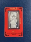 2012 PAMP Suisse Lunar Series, Year of Dragon 1 oz .999 Fine Silver Bar in Assay