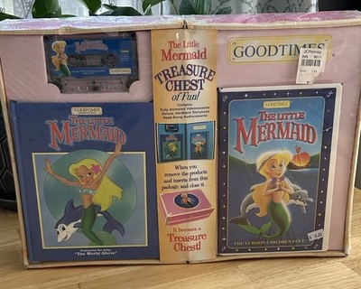 1997 GoodTimes The Little Mermaid Treasure Chest of Fun VHS + Book +Cassette Set