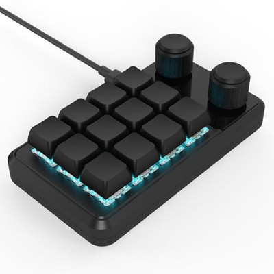 SIKAI CASE Macro Keyboard [Wired Connection 1 Layer] 12 Keys 2 Knobs One-Handed