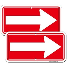 2 Pack Arrow Signs,12"x 6" Right Arrow Sign,This Way Directional Arrow Sign Red