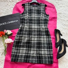 Dolce & Gabbana Dress Excellent Condition Tweed Gray Size 42 85cm Length