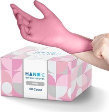 Pink Nitrile Disposable Gloves Box 50/100/200 Esthetician Nail Tech Latex Free