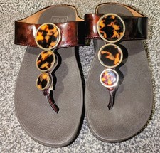 Women's Fitflop Halo Shimmer Brown Toe-Post Sandals Size 3 EU36