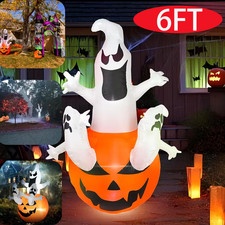 6ft Halloween Inflatables Pumpkin Ghost Outdoor Decorations Giant Blow Up LED US