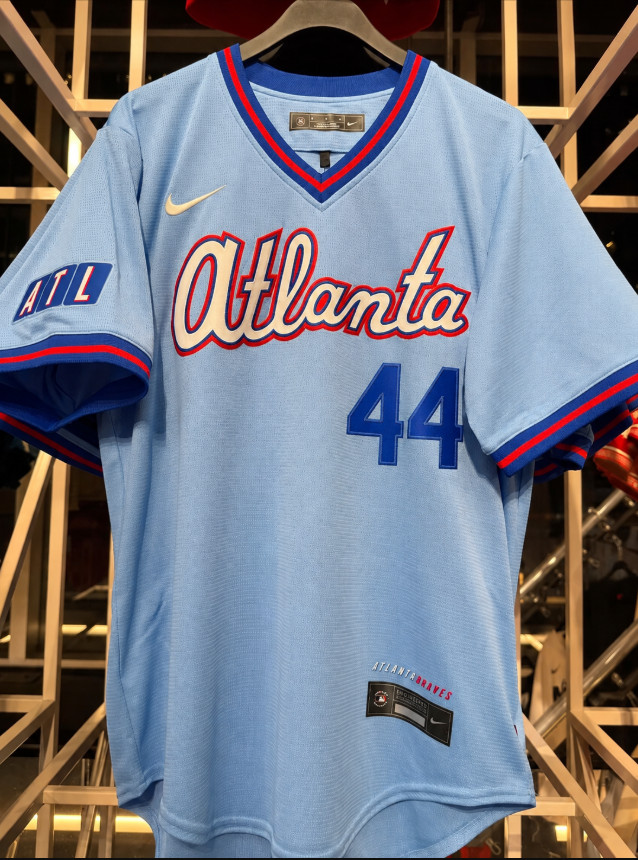 2026 Hank Aaron #44 Atlanta Braves City Connect Jersey Blue NWT - Size S