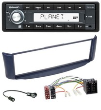 Autoradio Continental USB MP3 AUX 1DIN per Smart ForTwo 450 blu senza metallo