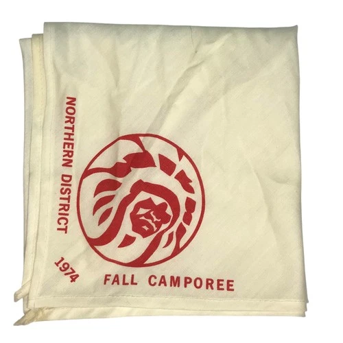 1974 OA Northern District Fall Camporee Neckerchief WHT Bdr (LB3234)