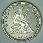 BU 1877 CC Seated Liberty Silver Quarter US Type Coin 25 Cents Uncirculated 25c
