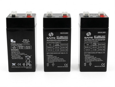SAITE Lot of 3 4V 4.5Ah Lead Acid Rechargeable Battery BT-4M4.5AC 2FM4.5