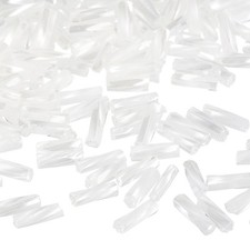 1200Pcs Glass Bugle Beads, 6x1.7mm Loose Bead Oiled White