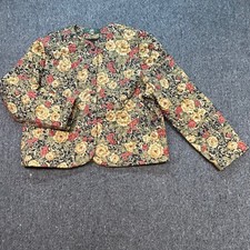VTG Orvis Cottagecore Woman Sz 18 Floral Quilted Rayon Jacket Tapestry Button Up