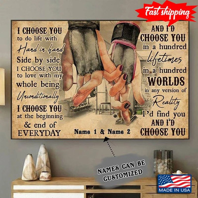 Customized Name Weightlifting Couple With Gloves I Choose You To Do Life With...