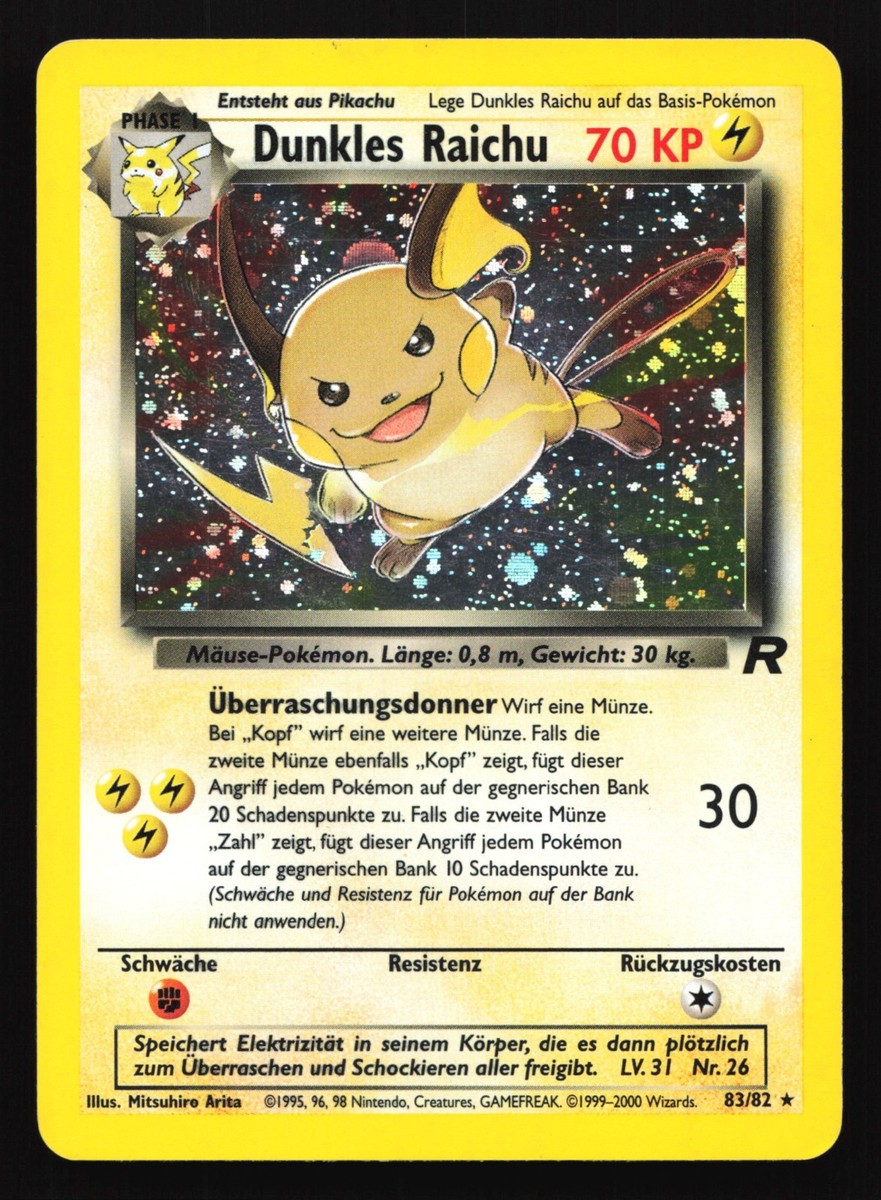 Pokemon Dunkles (Dark) Raichu 83/82 WotC Team Rocket German