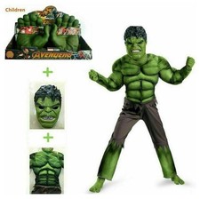 Kids Boys Hulk Fancy Dress Deluxe Incredible Marvel Avengers Cosplay Costume New