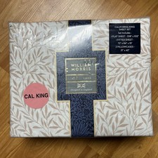 William Morris England CAL KING 4 Pc Sheet Set Original Leaf Plaster Pink