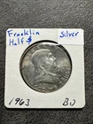 1963 US Benjamin Franklin LIBERTY BELL BU Silver Half Dollar. Non Magnetic