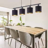 Led HäNge Lampe KüChe Textil Pendel Leuchte Decken Strahler Spots Schwarz Gold