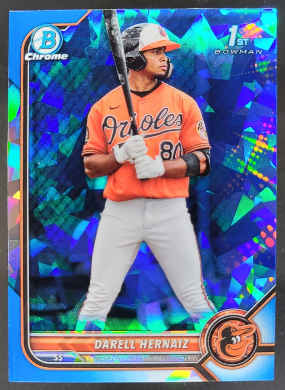 2022 Bowman Sapphire Darell Hernaiz Chrome 1st Prospect Orioles HD2