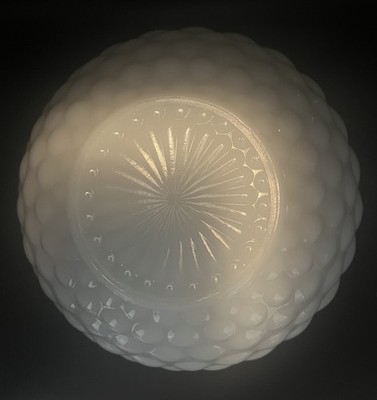 Vintage Anchor Hocking Bubble Milk Glass 8  Round Bowl with Scalloped Edge