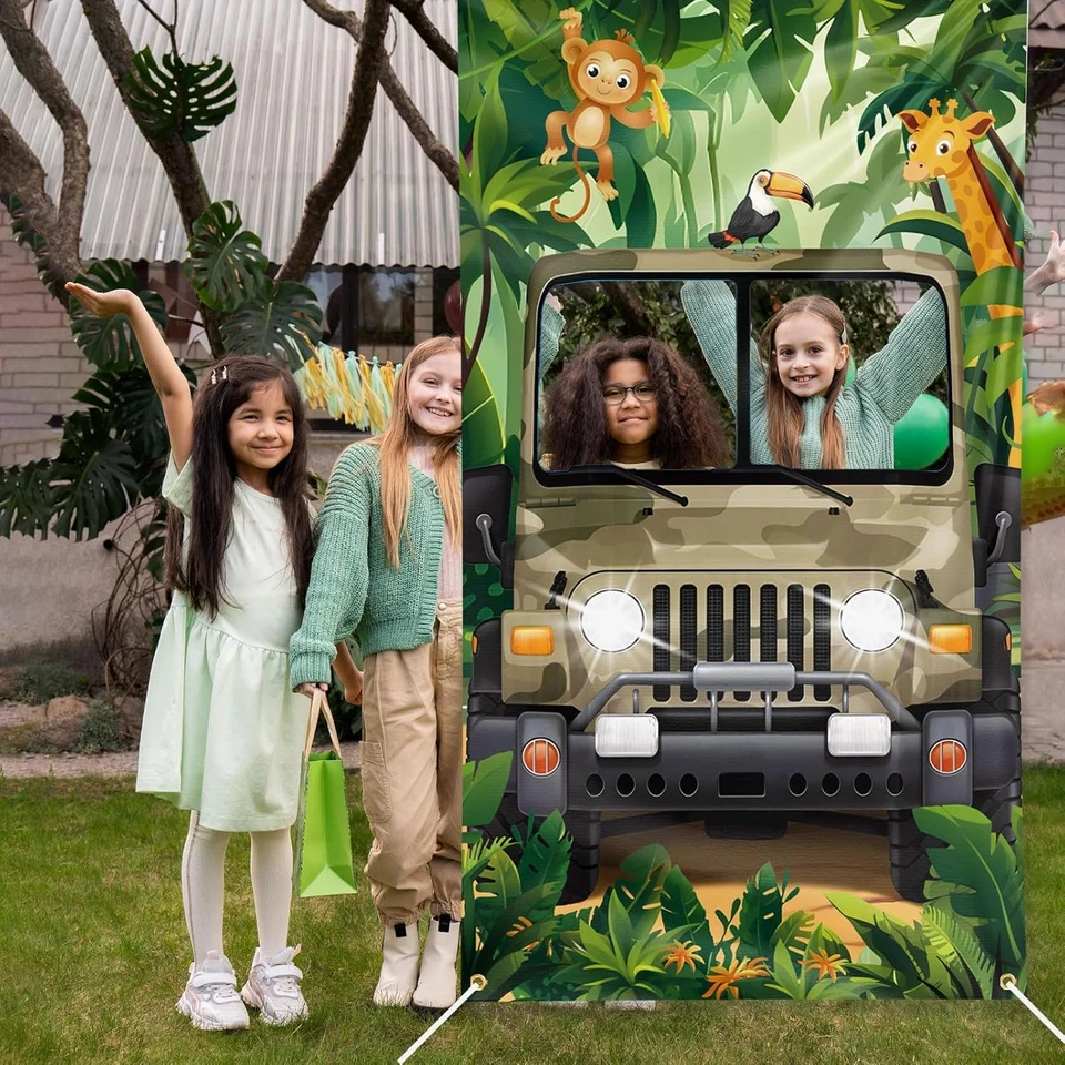Jungle Safari Photo Prop Large Fabric Backdrop Photo Door Banner Jungle Safari T - Image 4 of 4