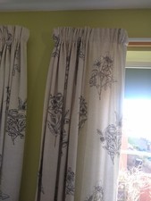 1 of 3 (A),Pairs of lined, cotton curtains , each curtain 40" wide x 53" long