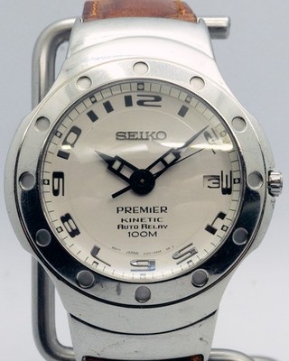 Seiko Kinetic Premier Stainless 5J22 Auto Relay Sapphire 100M | New Capacitor