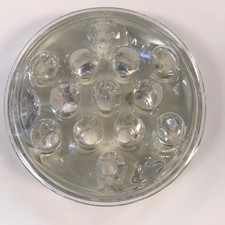 Thick/Heavy Vintage Footed Glass Floral Frog w/ 13 Holes