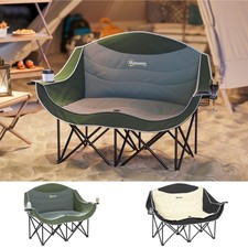 Double Camping Chair for Adults with Armrests, Cup Holders
