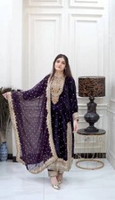 Designer Viscose Velvet Salwar Kameez With Faux Georgette Dupatta For Party