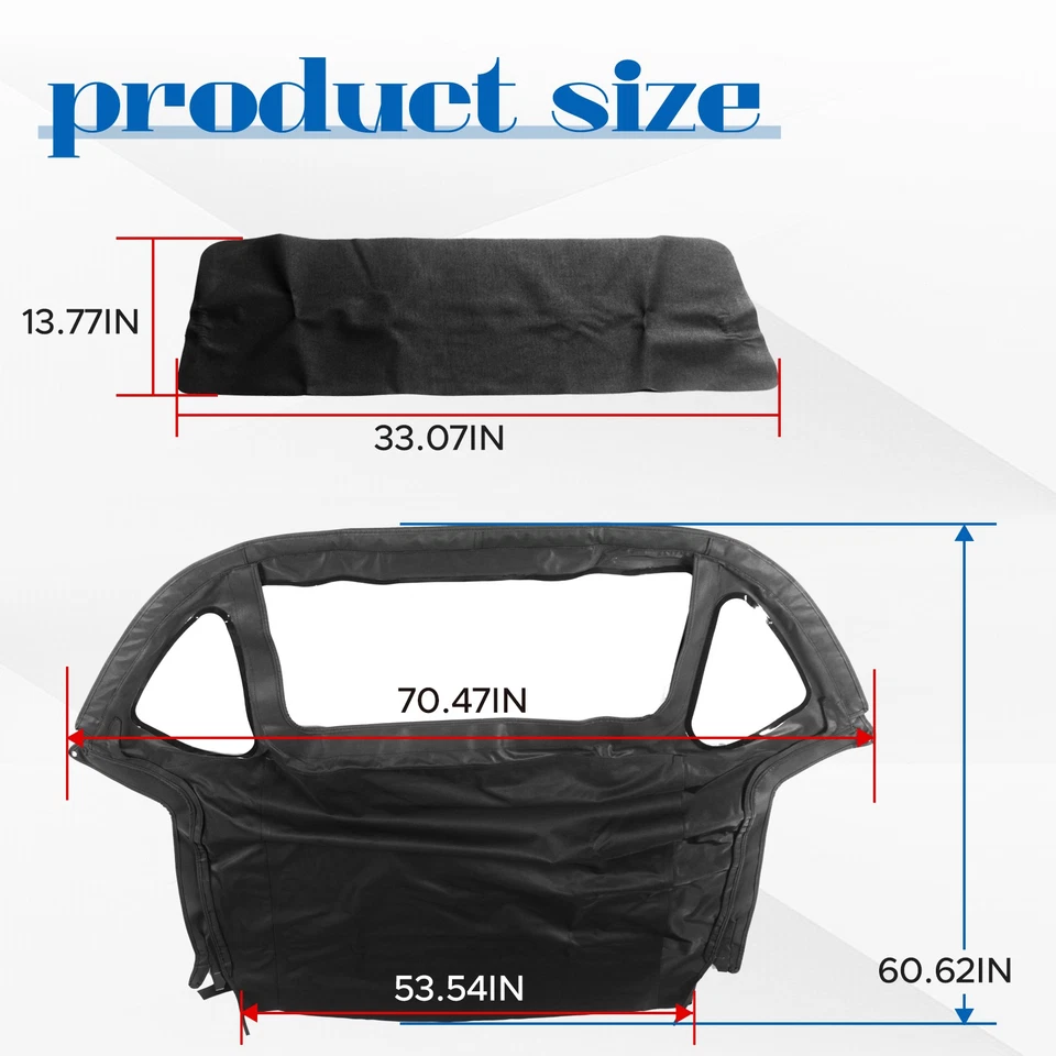 Soft Top w/ 3Pcs Plastic Windows Fit For 1971 1972-1980 MG MGB Black Convertible Foto 3 de 4
