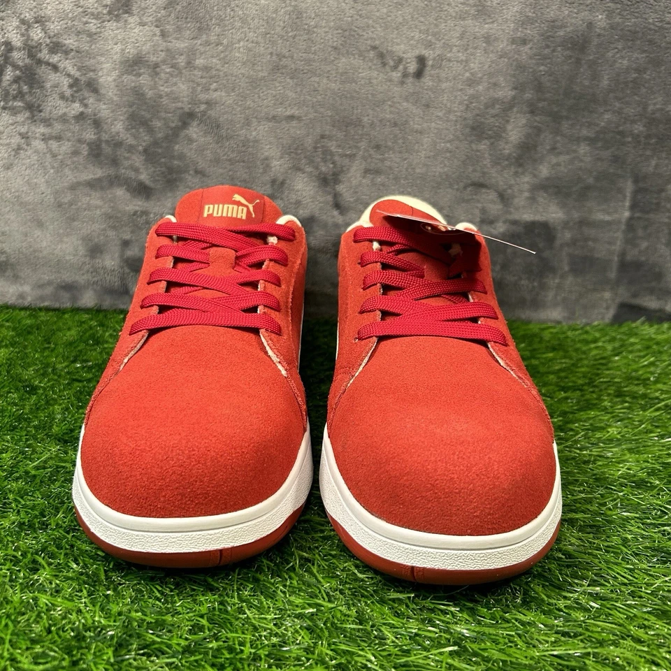 Tênis Puma icônico camurça feminino 9 vermelho branco biqueira composta trabalho antiderrapante - Imagem 2 de 4