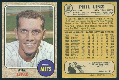 43884) 1968 Topps 594 Phil Linz Mets-VGX | eBay