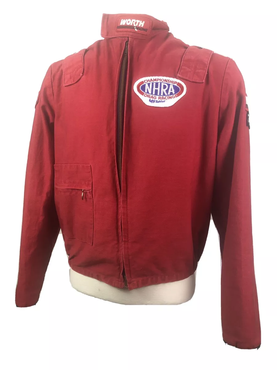 Dragall Worth Mens Racing Jacket Red Patches Bob Glidden Zip Up