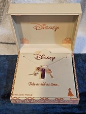 Disney Necklace, Snow White with 3 Charms, Silver Plated, New in Box