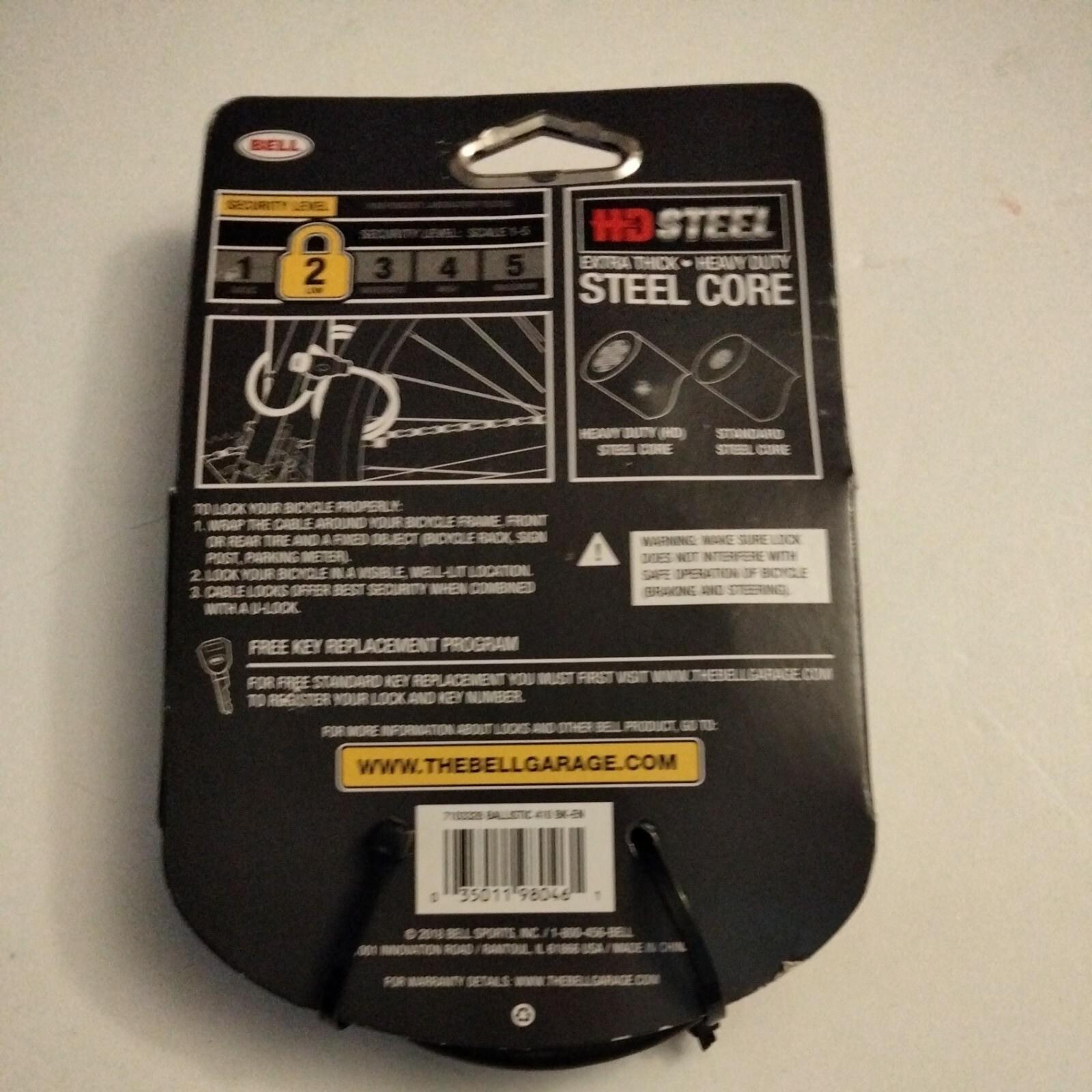 Bell Key Cable Bike Lock 8 Mm 6 FT Extra Thick Level 2 Security Steel