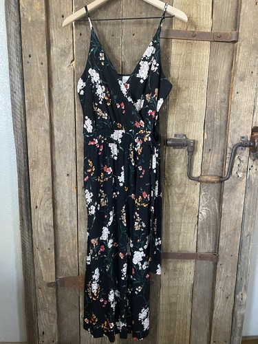 Jumpsuit Kaileigh schwarz Blumen Größe L weites Bein Spaghettiträger