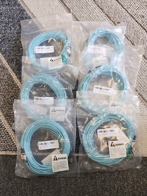Lot Of 6* 33 ft FC-FC MM Armored Fiber Cable OM3 10GB Duplex Optical Jumper Cord