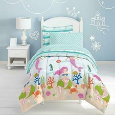 Dream FACTORY Mermaid Dreams Comforter Set, Twin, Light Blue